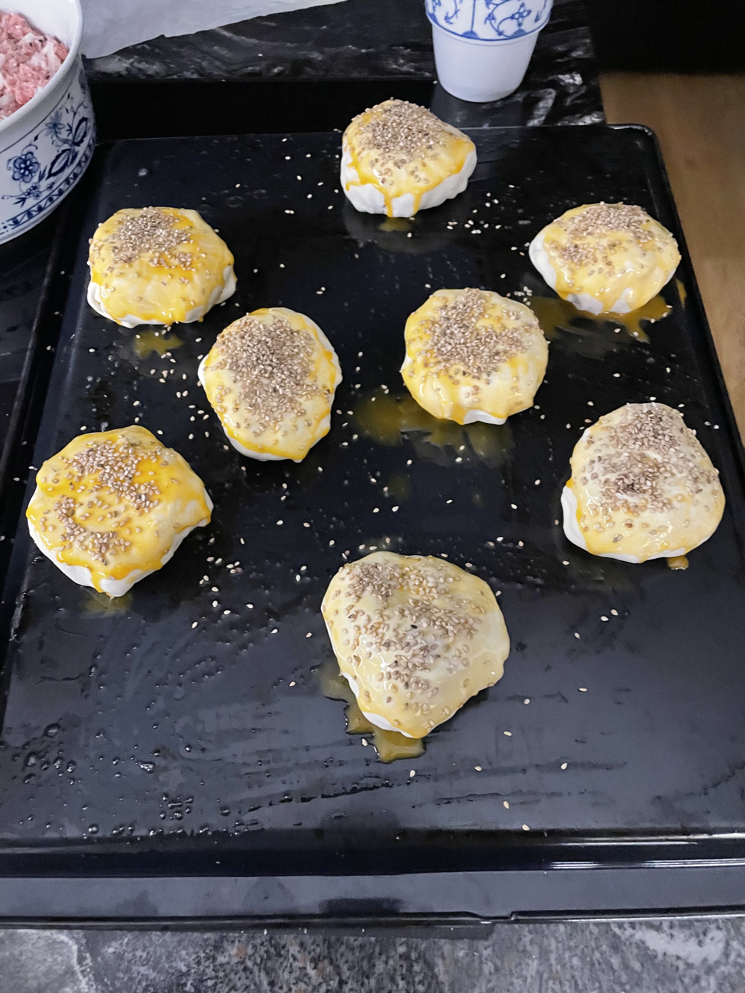 Samsas before baking in a tray